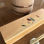 作品食卓に置く箸箱　江戸時代の傘張　少人数用　カトラリーケース　小物入れ　蓋付き箸入れ　木製　片手で開けられる