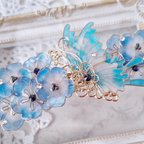作品ネモフィラと青空の蝶のバレッタ（hair ornaments of  butterfly〜nemophila blue〜）