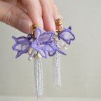 作品ハレノヒ -桔梗- 【一点限定】刺繍イヤリング/ピアス　プレ花嫁/ビーズタッセル/結婚式