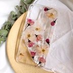 作品ベゴニア ドライフラワー ナチュラル オリジナルスマホケース オーダーメイド 押し花【受注生産】