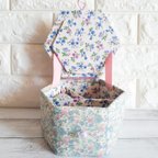 作品ほっこり可愛いお針箱　『花籠』　六角の裁縫箱