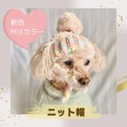 作品【犬用ニット帽】ポンポンが可愛いニット帽子(春色パステルMIX)
