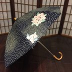 作品着物地に紫陽花の日傘