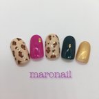 作品ヒョウ柄🐅金箔がキラキラネイルチップ💅