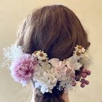 作品ちょっぴり個性的！小花も可愛い！成人式 ヘアアクセサリー 卒業式 髪飾り 結婚式 ヘッドドレス flower 袴　振袖　和服　ドレス　ピンク　白