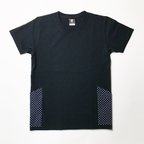 作品サイドポケット〜XSサイズ　Tシャツ　ブラックxドット　＜送料無料＞