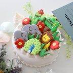 作品アイシングクッキー　サファリ　☆彡　誕生日ケーキ飾りデコレーションバースデーライオンゾウクジャクサボテン動物名入れ