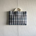 作品【lesson bag】マドラスチェックのキルティング生地で作ったレッスンバッグ