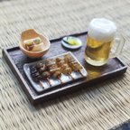 作品ミニチュア焼き鳥と生ビールセット