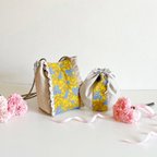 作品【予約販売】 母の日セット・2way canvas mini bag &巾着ポーチ（ミモザbeige）