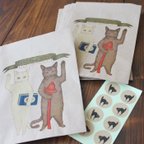 作品●猫とネコの絵本シリーズ3●猫とネコのご挨拶　ミニラッピング袋