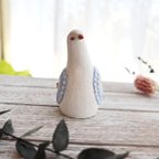 作品 陶置物 幸せ運ぶ白い鳥 アンティーク風仕上げ  パステルマリン8 再販！