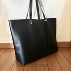 作品★ladies'レザー トートバッグ 牛本革 Black Bタイプ