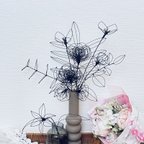 作品バラのスワッグ　-ロサオリエンティス　ワイヤーフラワー　ワイヤークラフト　ワイヤーアート　花束　　ワイヤーフラワーの花束　北欧インテリアや韓国インテリアにも♡