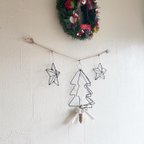 作品立体ツリーのクリスマスガーランド☆ワイヤーアート　インテリア　クリスマス飾り　ツリー　ワイヤークラフト　星ガーランド　
