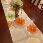 作品豪華刺繍のビタミンカラーの正絹テーブルランナー1691