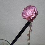 作品かんざし ピンクの薔薇