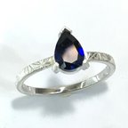 作品No. 265 Drop ring with beautiful sapphire.