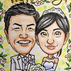 作品 【ウェディング似顔絵】世界で一枚のオーダーメイド似顔絵☆結婚式、誕生日や結婚記念日のギフトに