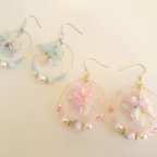 作品プリザーブドフラワー紫陽花ピアス  ピンク