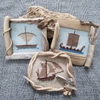 作品✞VIKINGの船✞ 流木フレームの船刺繍セット