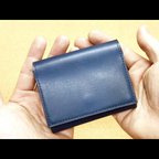 作品ミニマルマルチ2020・コンパクト財布・ブルー　革好きな方へお勧め！