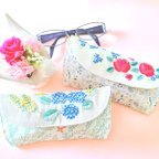 作品「早割」母の日ギフト バラ刺繍 紫陽花の刺繍メガネケース ペンケース