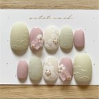 作品【現品販売】.*✿春の桜餅色ネイル.*✿ 🌸🍡🍵和菓子 春ネイル 和服 成人式ネイル 振袖 卒業式 桜ネイル