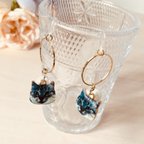 作品パールキャットのゆらゆらピアス /ネコピアス/キャットピアス/樹脂パーツ