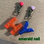 作品emerald イニシャルキーホルダー　六角クリアホログラム1mm　オーダー専用