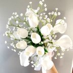 作品♥ ブーケ造花 ＊ブートニア2点 セット● ウェディング造花ブーケ 結婚式 /花束＊ブーケ造花