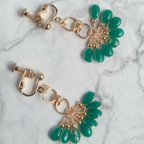 作品雫のタッセルイヤリング/ピアス (ターコイズグリーン) #2;   Tassel earring (Turquoise green) #2