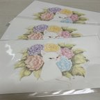 作品猫とお花のポストカード３枚入りセット　No.５
