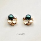 作品luxury  pierce-deep green-ピアス✴︎イヤリング