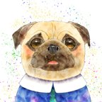 作品【A4サイズ・アートポスター】Pug(パグ)