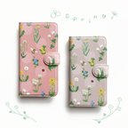 作品【小花のマーチ】手帳型スマホケース