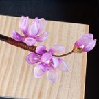 作品「新色」紫木蓮の木製一本かんざし