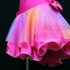作品フィギュアスケート　練習用パンツ付きスカート　ピンク×ラメオーロラレース　sk0010