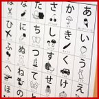 作品塗り絵にもなる！子供部屋にぴったり☆子供と楽しむ モノクロ あいうえお表☆　入園　入学お祝い