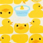 作品コットンキャンバス 生地【50×110cm】 アヒル あひる TinyDuck 鳥 お風呂 可愛い 布 黄色 ホワイト