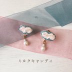 作品パステル刺繍のゆらゆらパールピアス