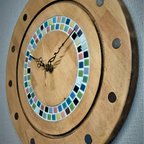 作品木製【大型３５ｃｍ】ビンテージデザインのタイル時計