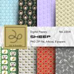 作品Digital Paper, Sheep, A4, Png, 8 papers, ひつじモチーフのデジタルペーパー