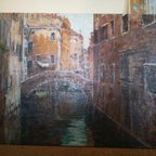 作品*イタリア*ベニスの運河*大型油絵*