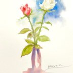 作品薔薇の花 水彩画