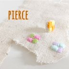 作品刺繍のminiminiスクエアピアス★春 パステルカラー