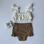 作品ベビー・子供水着　Shoulder frill bikini ドット[受注制作]