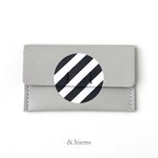 作品カードケース/名刺入れ (まる stripe) 本革 レザー