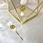 作品2種シェルゴールドロングピアス