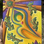 作品光の太陽民族　精霊ヴァージョン　スピリチュアルアート　エネルギーアート　絵画　アクリル
